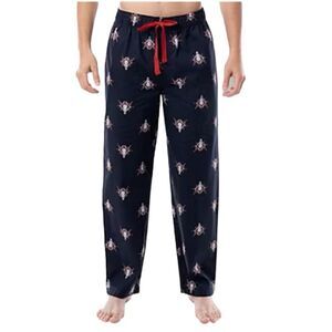 Wrangler Men’s Pajama Pants Bottoms Western Steer Head Skull Pockets Navy Blue L